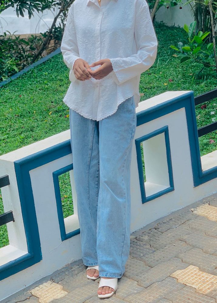 Blue Denim Wide Leg Jean