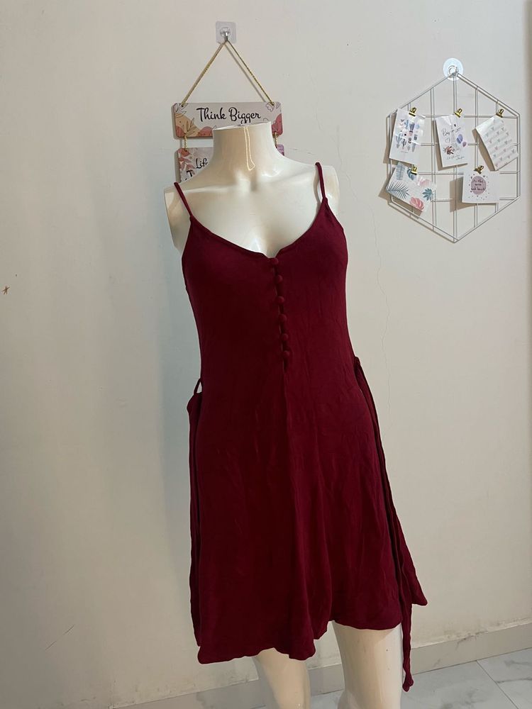 Maroon Mini Slip Dress