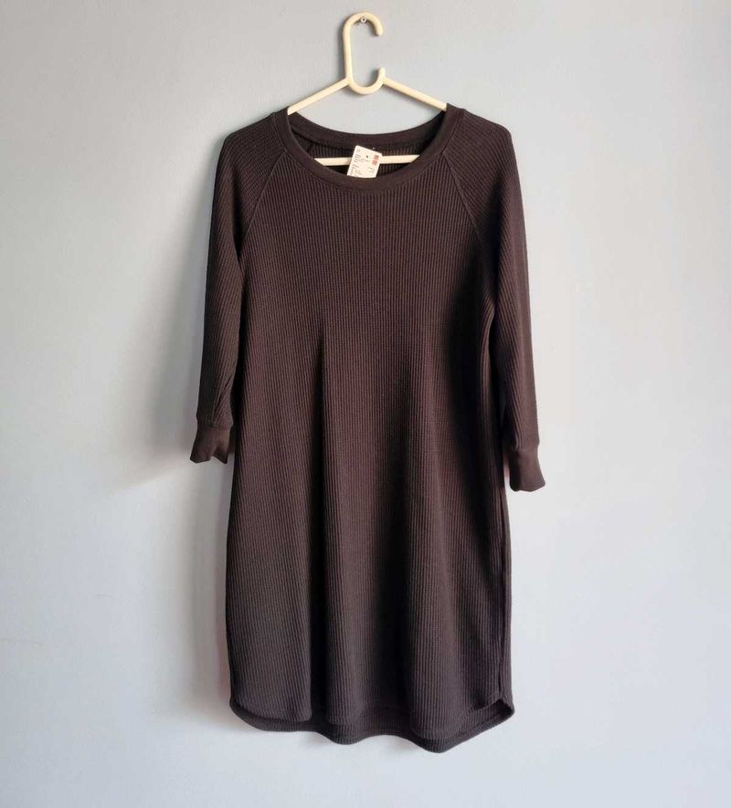 UNIQLO WAFFLE BLACK DRESS NEW W TAG
