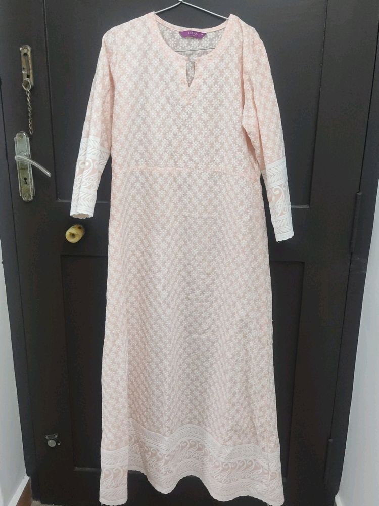 Peachy Pink Embroidered Kurta