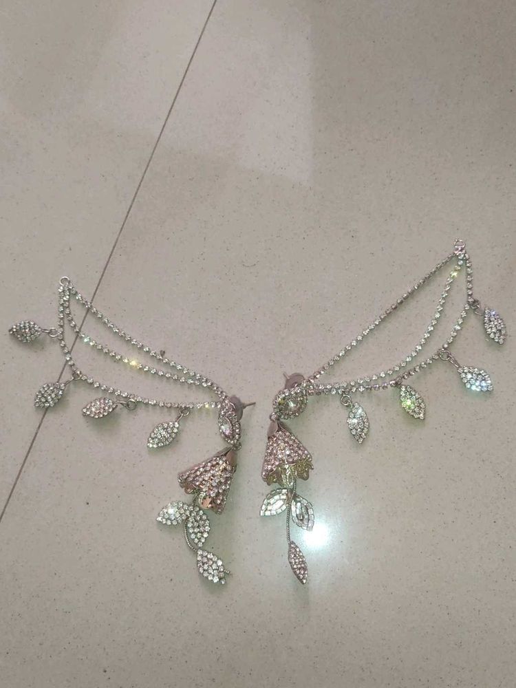 Earings With Chain Perfect For Wedding