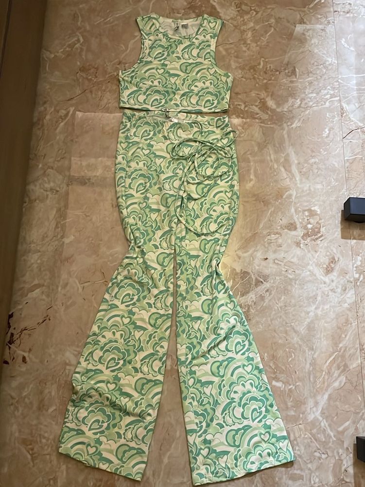 Green Patterned Two-Piece Set