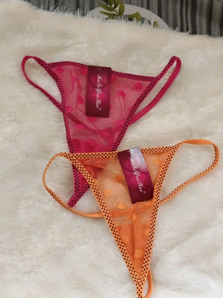 Pink And Orange Polka Dots Thongs