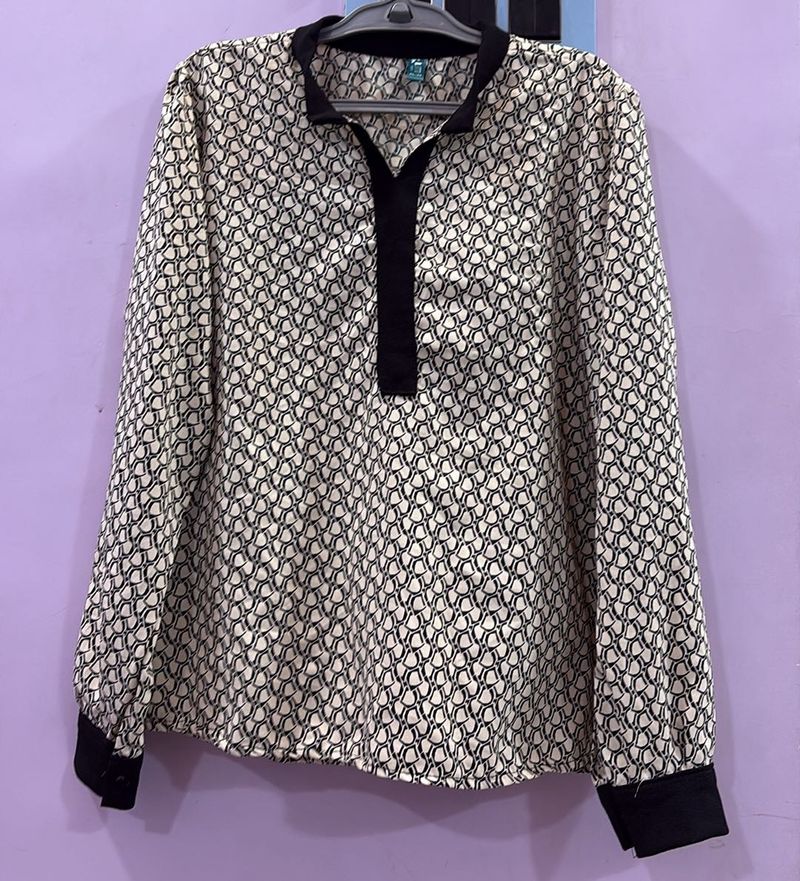 Patterned Long Sleeve Blouse formal