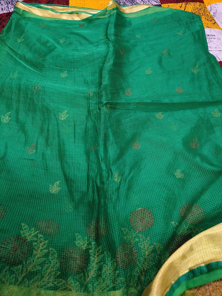 Dark Green Printed Saree