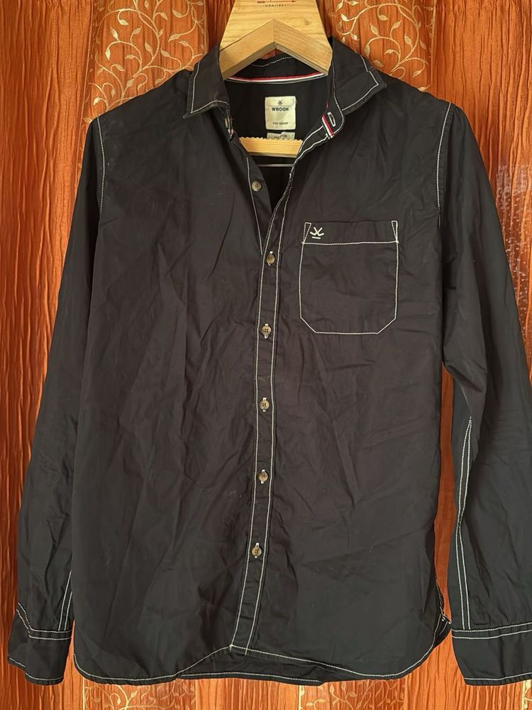 Wrogn Black Casual Shirt