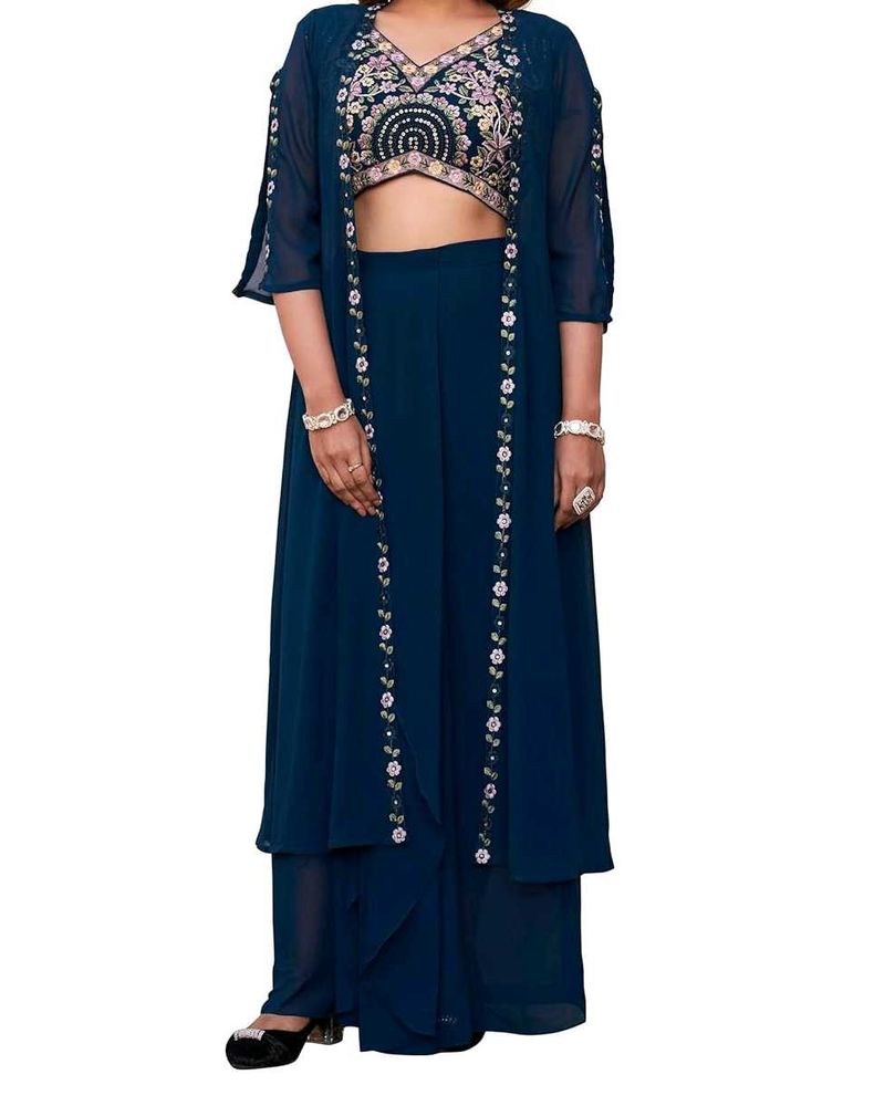 Elegant Blue Kurta Set &amp; Shrug