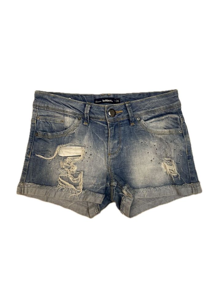 Embellished Distressed Denim Shorts