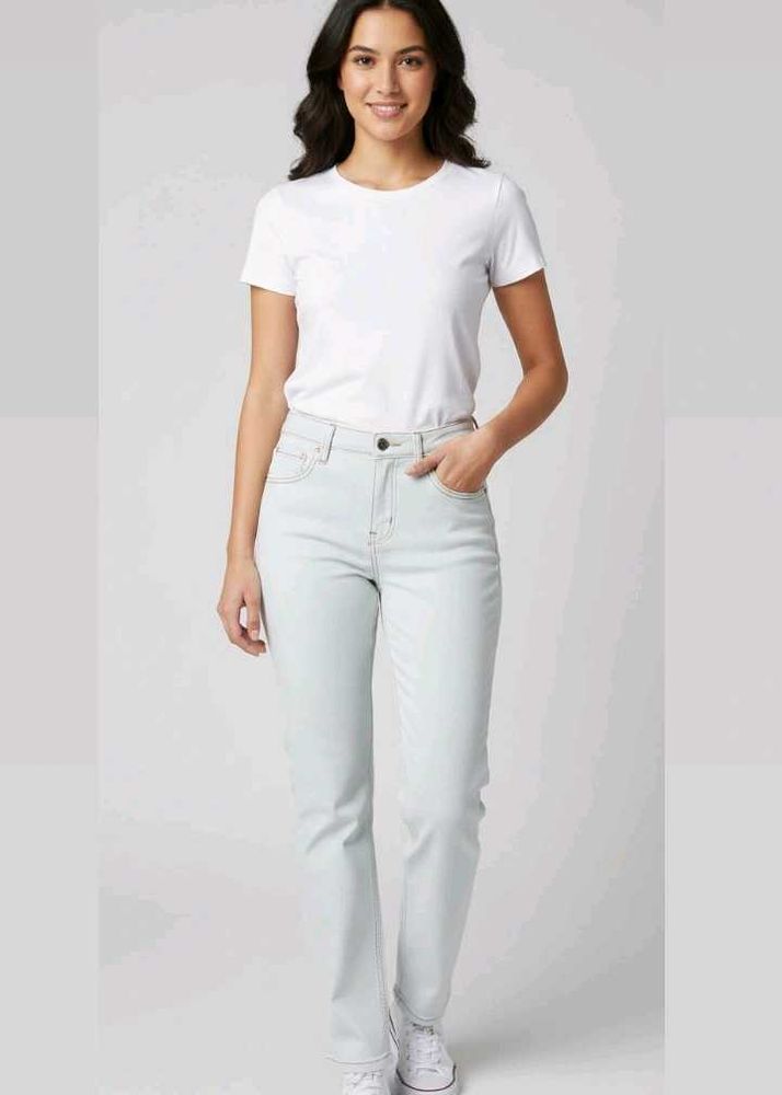 Light Wash Straight Leg Jeans