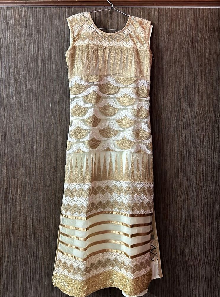 Gold &amp; White Embellished Dress