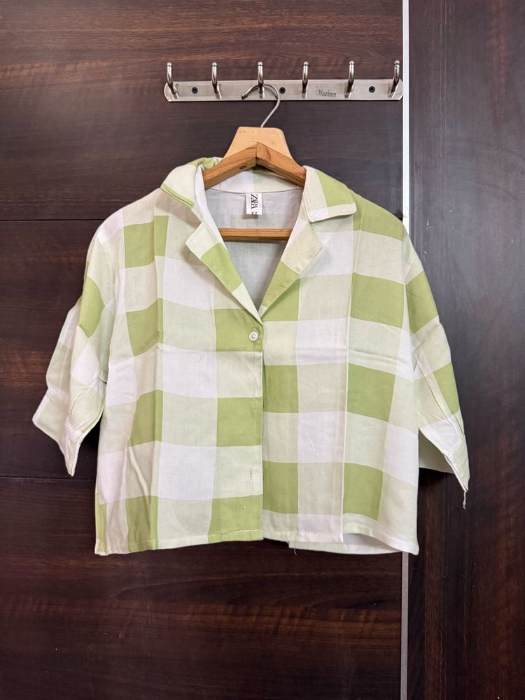 ZARA Checkered Crop Shirt