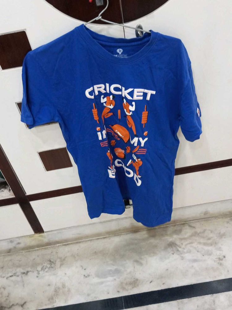 Blue Cricket Graphic T-Shirt
