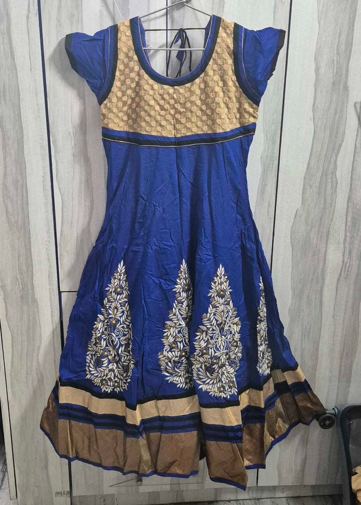 Blue &amp; Gold Embroidered Dress