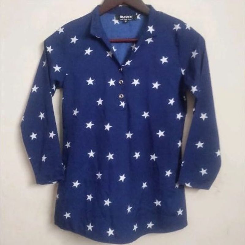 Blue Star Print Top