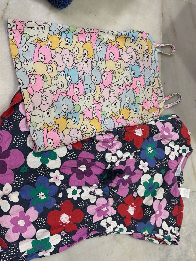 Cute Floral Dress with Bear Pouch