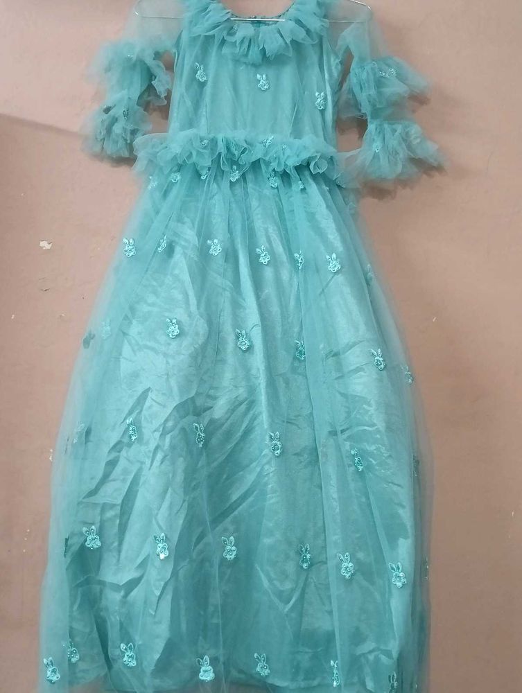 Cute cyan Girls Dress and gown