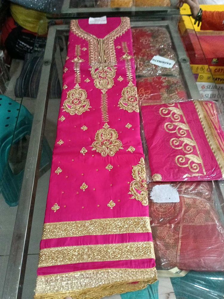 Pink &amp; Gold Embroidered Suit