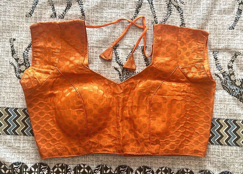 Orange Brocade Blouse