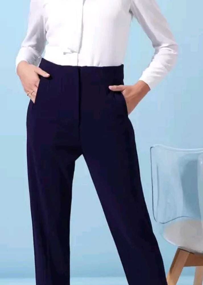 Perfectly Tailored High Waist Blue Trousers