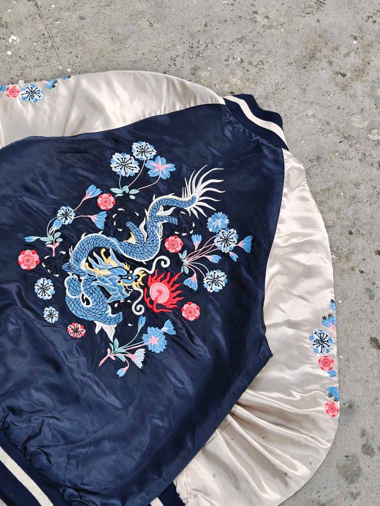 Y2K AESTHETIC JAPANESE Embroidered Bomber