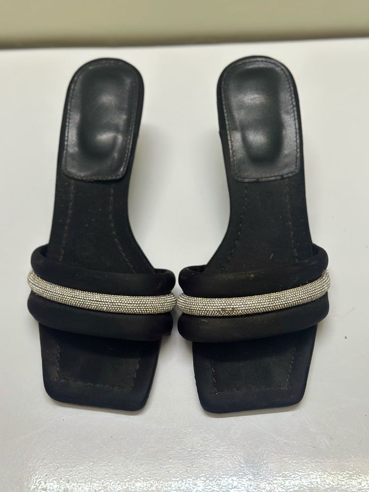 Black Heels with Rhinestones
