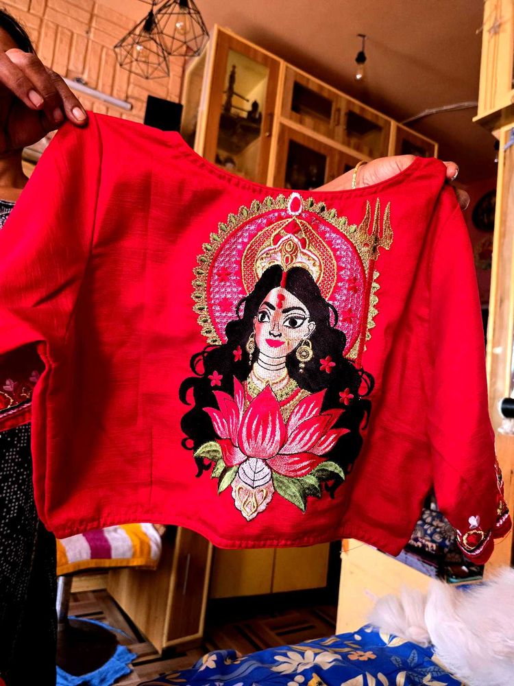 Embroidered MAA Durga Blouse