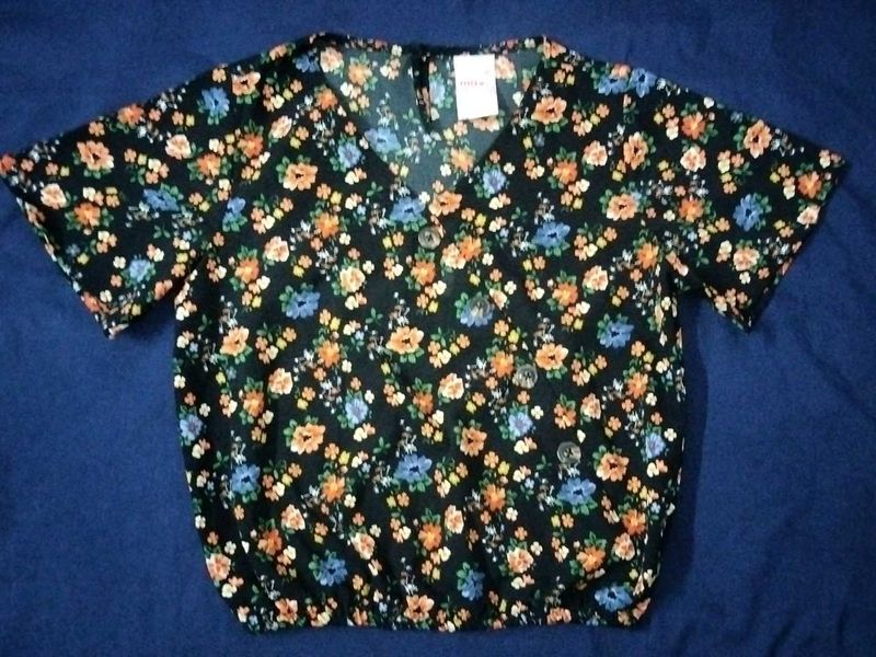 Floral Black Top