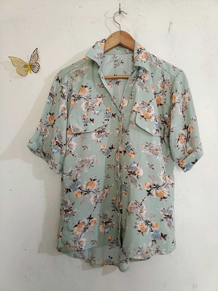 Pastel green half shirt