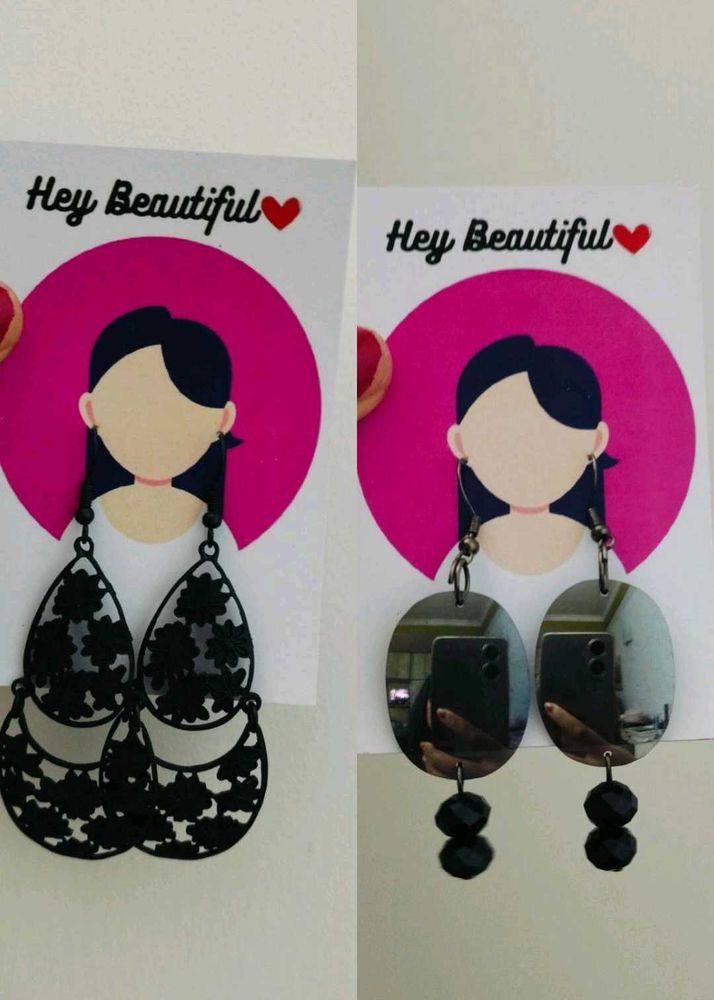 Statement Drop Earrings - 2 Pairs