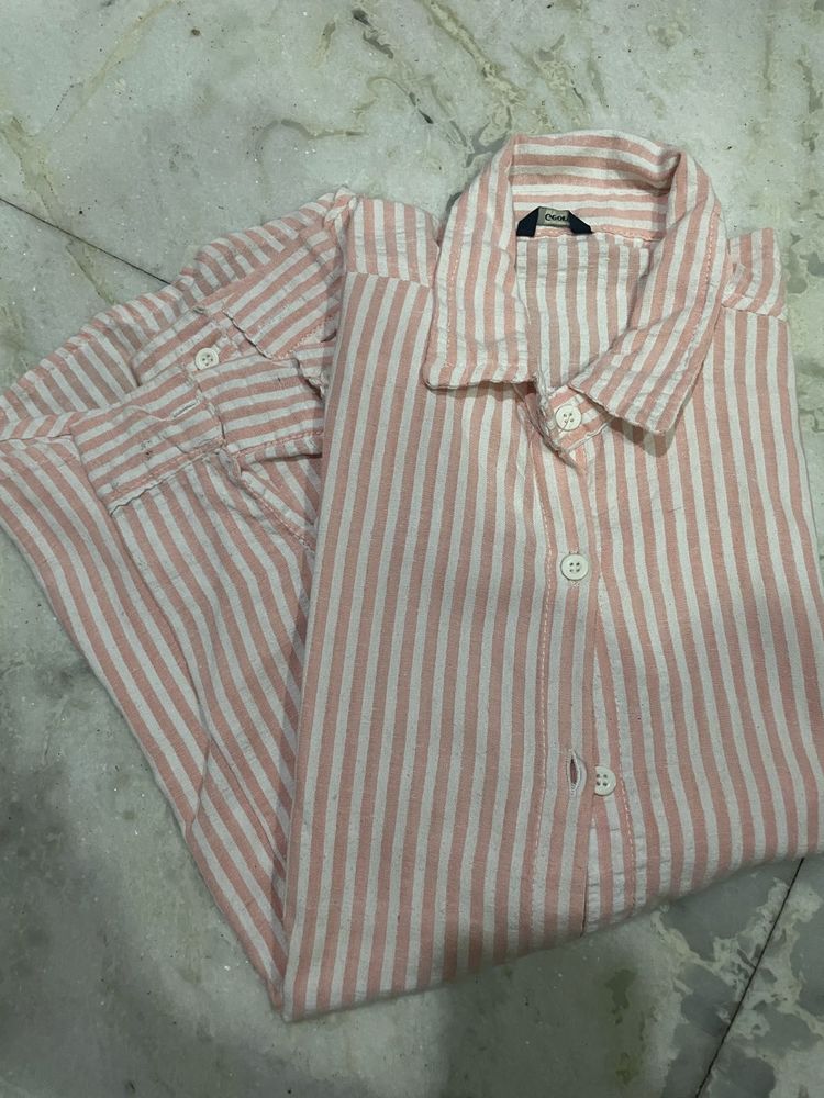 White&amp;pink Striped Shirt Fir Girls