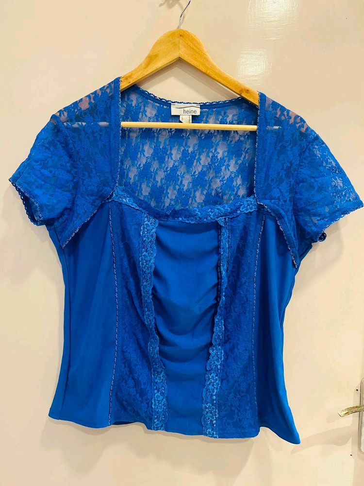 Blue Lace Corset Style Top