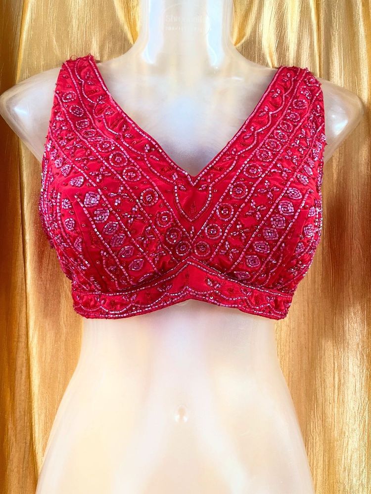 Red Beadwork Like New Blouse