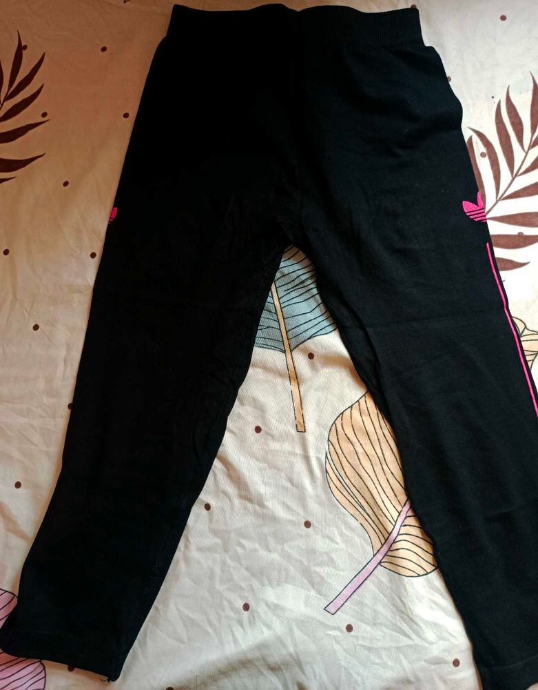 Women Adidas Black &amp; Pink Capri