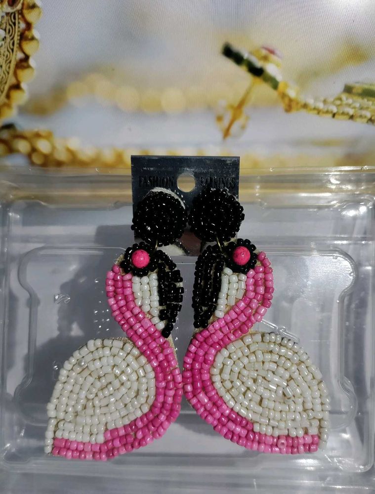 Flamingo Beaded Earrings