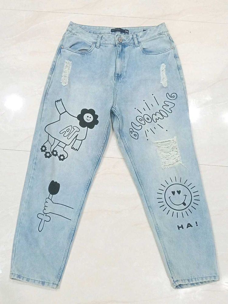 Funky Graphic Print Jeans