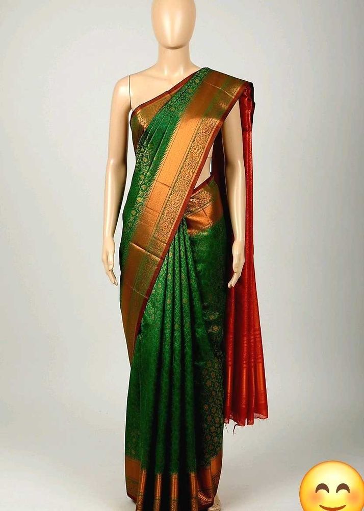 Elegant Green &amp; Red Saree