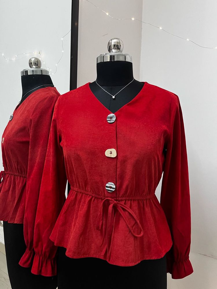 Maroon Velvety Top