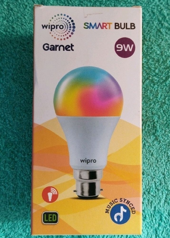 Wipro 9W B22D WiFi LED Smart Bulb with Music Sync Function, Compatible with Amazon Alexa and Google Assistant (16M Colours, Warm White/Neutral White/White + Dimmable) Pack of 1