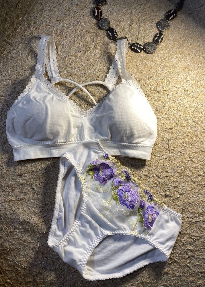 White Lingerie Set with Pinteresty Floral Details