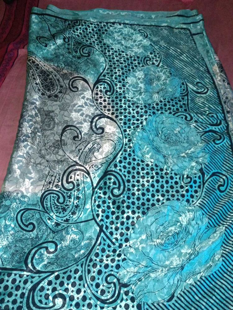 Blue Floral Crape Saree
