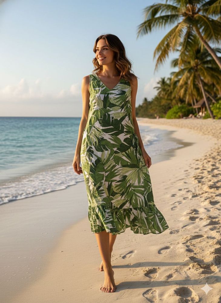 Tropical Print Midi Sundress