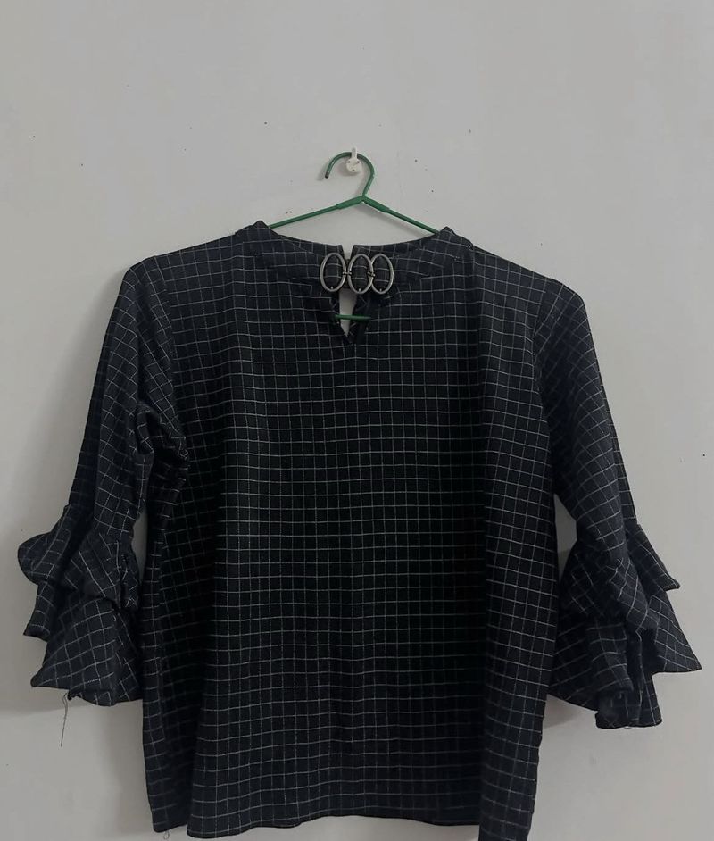 Checkered Bell Sleeve Top/ Vintage y2k inspired