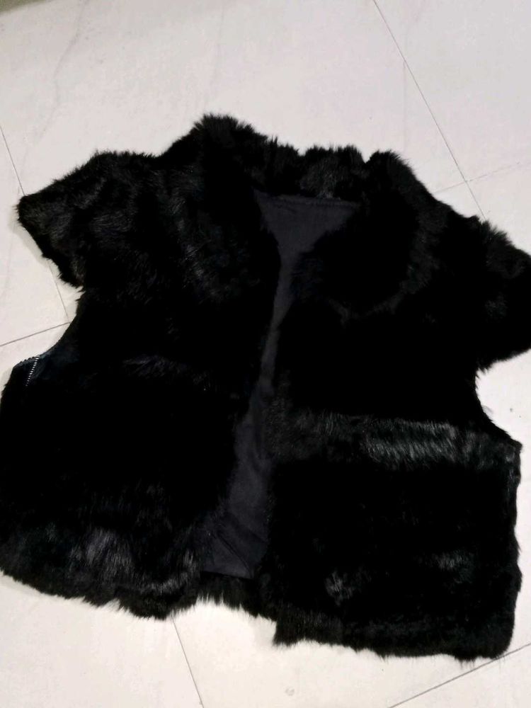 Black Faux Fur Vest