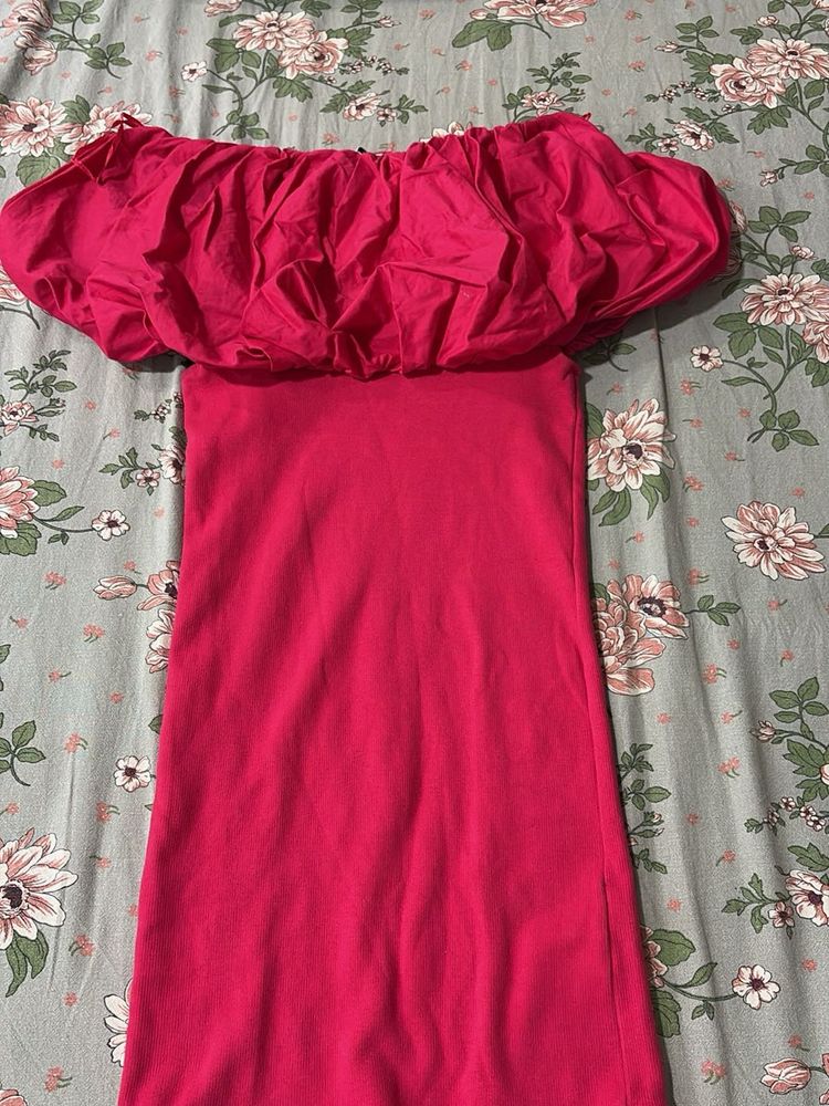 Chic Pink Off-Shoulder Dress