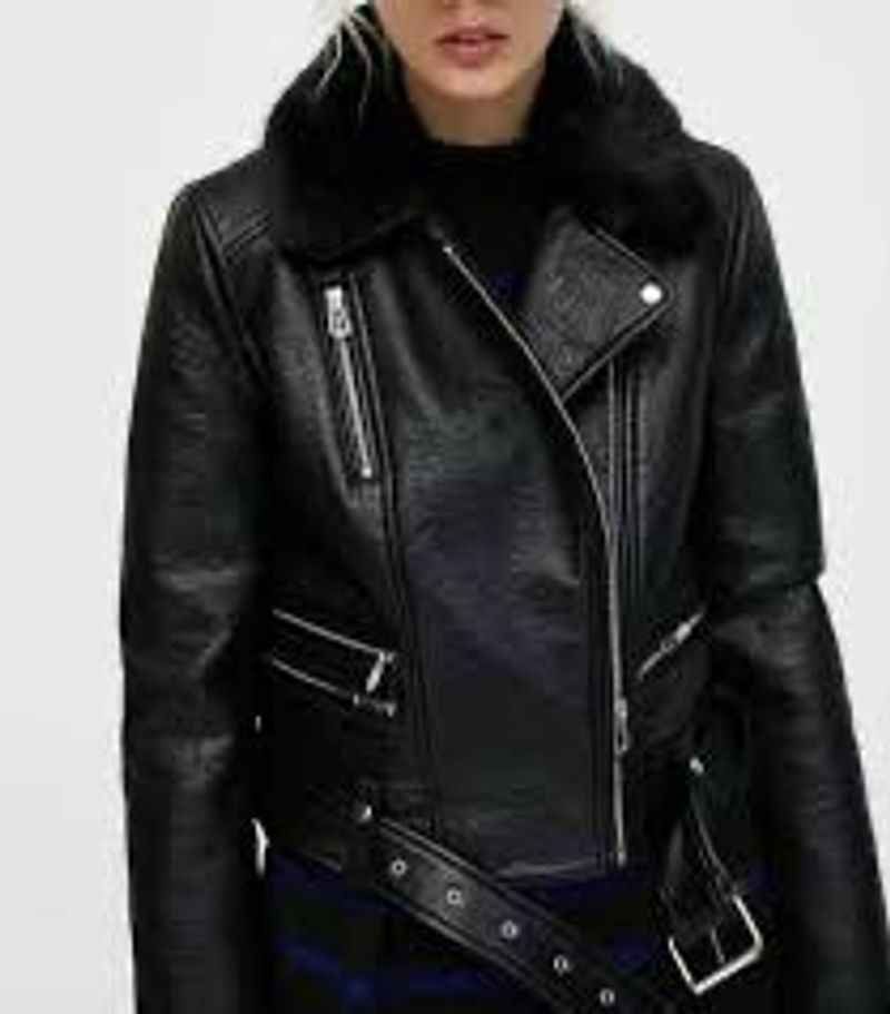 Black Faux Fur Collar Jacket