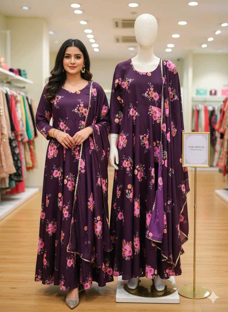 Floral Print Dress with dupatta size S