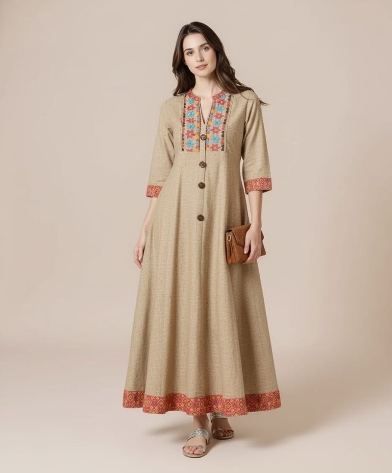 🆕Embroidery Pure Cotton Kurta (XXL)
