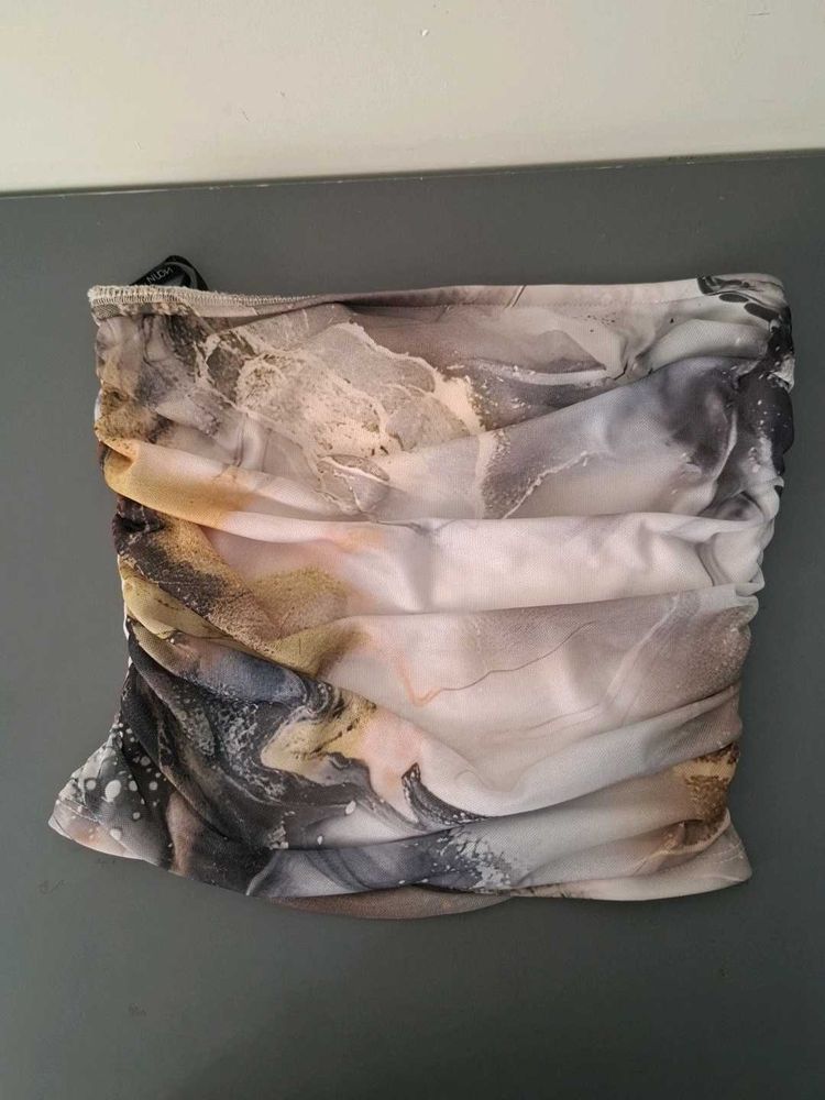 Trendy Marble Print Tube Top