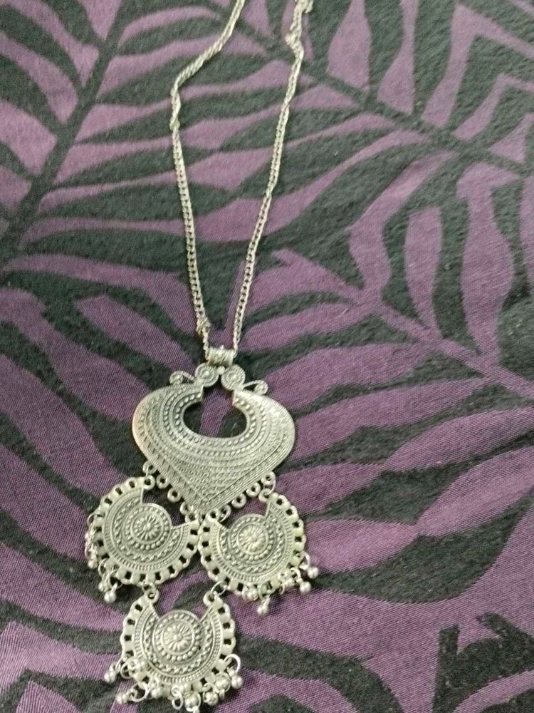 Boho Silver Statement Necklace