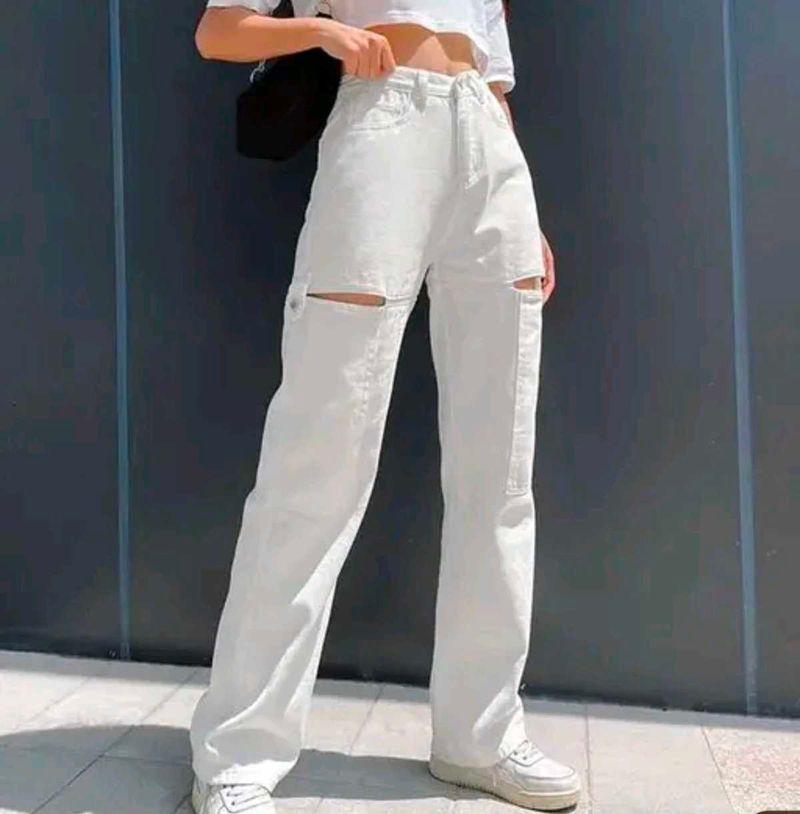 White Cutout Jeans